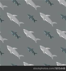 Grey colors seamless animal pattern with doodle simple style shark ornament. Nature doodle backdrop. Designed for fabric design, textile print, wrapping, cover. Vector illustration.. Grey colors seamless animal pattern with doodle simple style shark ornament. Nature doodle backdrop.
