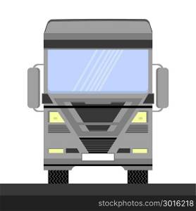 Grey Container Truck Icon on White Background. Front View. Cargo Delivery. Generic Semi-trailer Transportation. Car Eurotrucks Delivering Vehicle. Grey Container Truck Icon on White Background. Front View. Cargo Delivery. Car Eurotrucks Delivering Vehicle