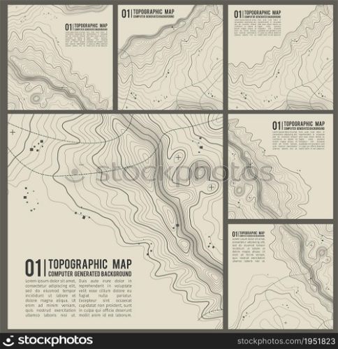 Grey contours vector topography. Geographic mountain topography vector illustration. Topographic pattern texture. Map on land vector terrain. Vector Set.. Topographic pattern texture vector Set. Grey contours vector topography. Geographic mountain topography vector illustration. Map on land vector terrain. Elevation graphic contour height lines.