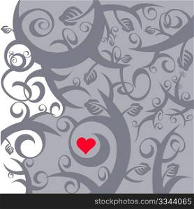 Grey design with single red heart