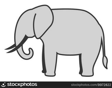 Grey elephant, illustration, vector on white background.