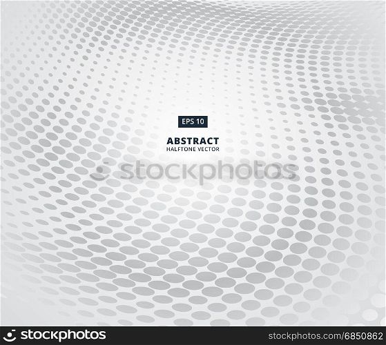 Grey ellipse halftone pattern in perspective on white background for abstract background concept vector