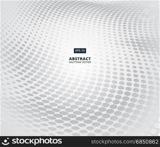 Grey ellipse halftone pattern in perspective on white background for abstract background concept vector