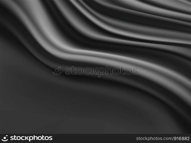 Grey fabric curtain wave with black space design modern luxury background texture vector illustration.