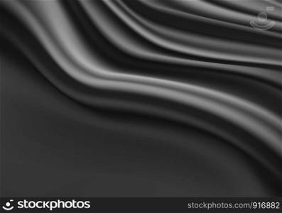 Grey fabric curtain wave with black space design modern luxury background texture vector illustration.