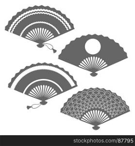 Grey fans silhouettes on white backdrop. Grey fans silhouettes on white backdrop, vector illustration