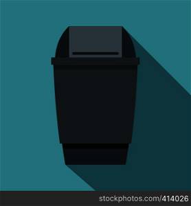 Grey flip lid bin icon. Flat illustration of grey flip lid bin vector icon for web on baby blue background. Grey flip lid bin icon, flat style