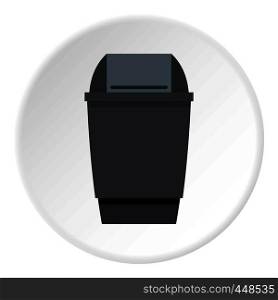 Grey flip lid bin icon in flat circle isolated vector illustration for web. Grey flip lid bin icon circle