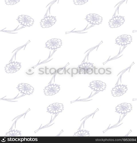Grey flowers on white seamless pattern art design stock vector illustration for web