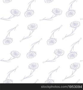 Grey flowers on white seamless pattern art design stock vector illustration for web