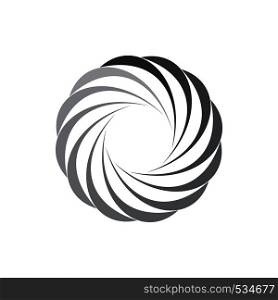 Grey gradiant geometric circle of abstract curves icon in simple style isolated on white background. Geometric circle of abstract curves icon