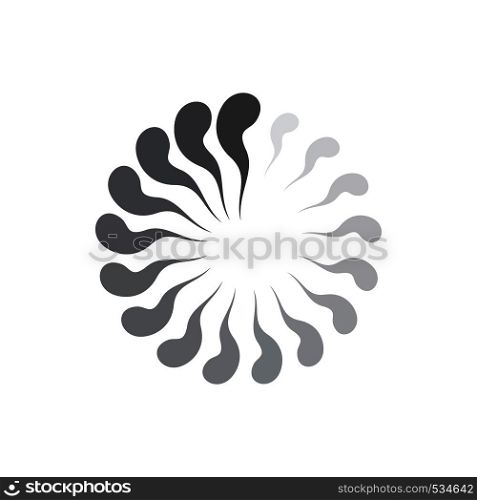 Grey gradiant geometric circle of abstract waves icon in simple style isolated on white background. Geometric circle of abstract waves icon