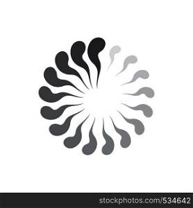 Grey gradiant geometric circle of abstract waves icon in simple style isolated on white background. Geometric circle of abstract waves icon