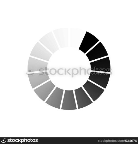 Grey gradiant geometric circle of segments icon in simple style isolated on white background. Abstract geometric circle of segments icon