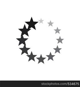 Grey gradiant geometric circle of stars icon in simple style isolated on white background. Abstract geometric circle of stars icon