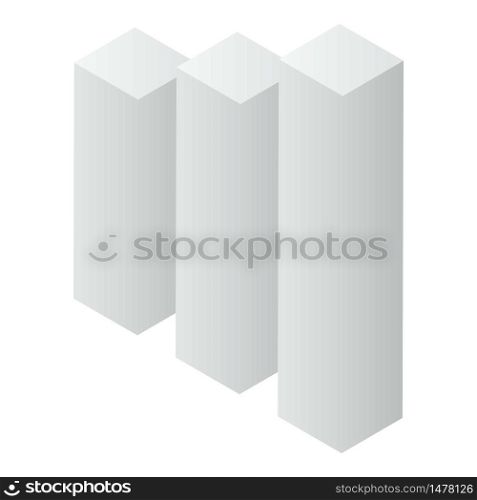 Grey graph bars icon. Isometric of grey graph bars vector icon for web design isolated on white background. Grey graph bars icon, isometric style
