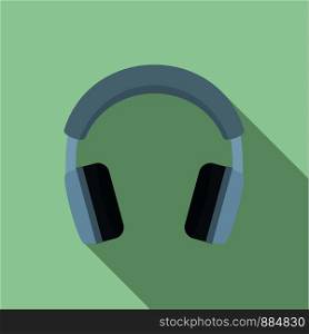 Grey headphones icon. Flat illustration of grey headphones vector icon for web design. Grey headphones icon, flat style