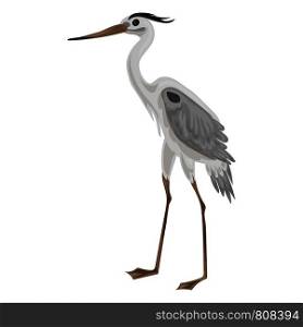 Grey heron icon. Cartoon of grey heron vector icon for web design isolated on white background. Grey heron icon, cartoon style