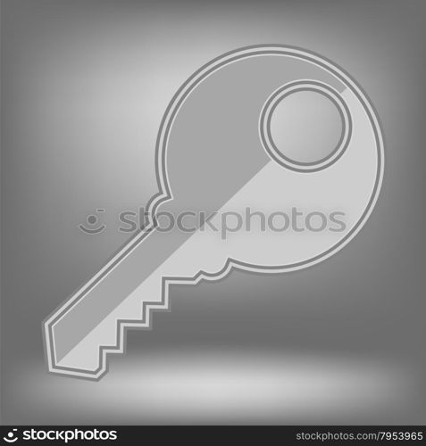 Grey Key Icon on Grey Light Background. Grey Key Icon