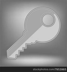 Grey Key Icon on Grey Light Background. Grey Key Icon