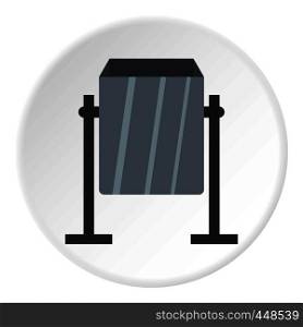 Grey metal dust bin icon in flat circle isolated vector illustration for web. Grey metal dust bin icon circle