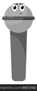 Grey microphone, illustration, vector on white background