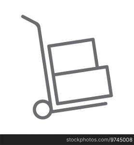 Grey moving hand truck line art icon Royalty Free Vector
