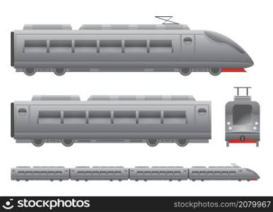 Grey Passenger train Isolated vector illustration