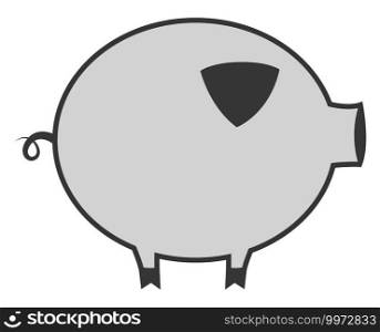 Grey pig, illustration, vector on white background.