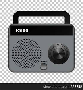 Grey portable radio mockup. Realistic illustration of grey portable radio vector mockup for on transparent background. Grey portable radio mockup, realistic style