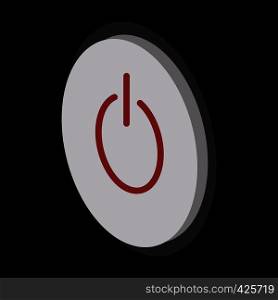 Grey power button cartoon icon. Computer button symbol isolated on a white background. Grey power button cartoon icon