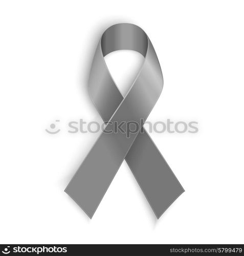 Grey ribbon as symbol of borderline personality disorder, diabetes, asthma and brain cancer awareness