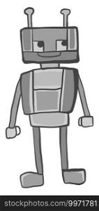 Grey robot, illustration, vector on white background