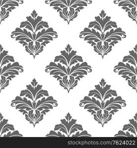 Grey seamless floral pattern with pereated damask motifs for tile, textile, wallaper and background design