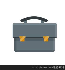 Grey Suitcase or case. Cartoon flat illustration. Business bag icon isolated on white. Grey Suitcase or case. Cartoon flat illustration