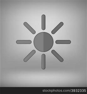 Grey Sun Icon Isolated on Grey Soft Background. Grey Sun Icon
