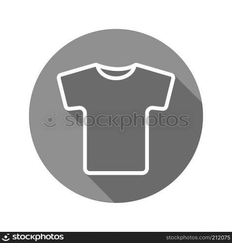Grey t-shirt flat linear long shadow icon. Vector line symbol. Grey t-shirt flat linear long shadow icon