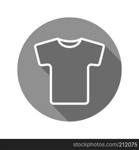 Grey t-shirt flat linear long shadow icon. Vector line symbol. Grey t-shirt flat linear long shadow icon