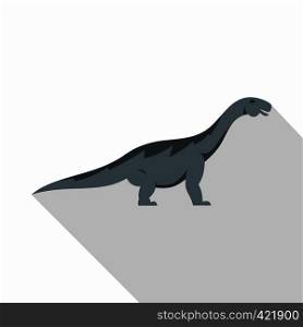 Grey titanosaurus dinosaur icon. Flat illustration of grey titanosaurus dinosaur vector icon for web isolated on white background. Grey titanosaurus dinosaur icon, flat style