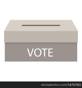 Grey vote box icon. Flat illustration of grey vote box vector icon for web design. Grey vote box icon, flat style