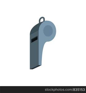 Grey whistle icon. Flat illustration of grey whistle vector icon for web isolated on white. Grey whistle icon, flat style