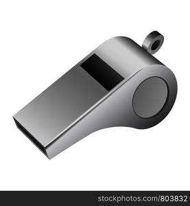 Grey whistle icon. Realistic illustration of grey whistle vector icon for web design. Grey whistle icon, realistic style