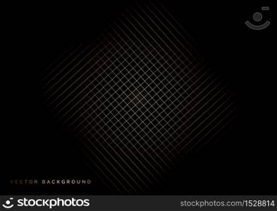 Grid golden lines pattern on black background. Luxury style. Vector illustration