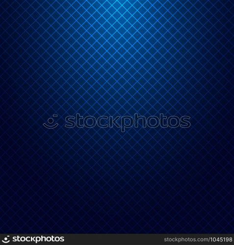 Grid lines pattern on dark blue background and texture with lighting effect. Studio room with light. Vector illustration