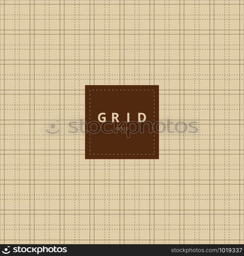 Grid square graph line on brown old paper background and texture. Vector illustration