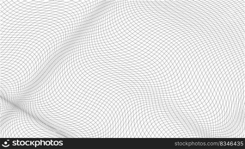 Grid wavy lines pattern, mesh square matrix stretch density texture