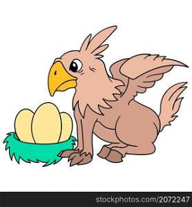 griffins hippogriff tending to the eggs of his chicks