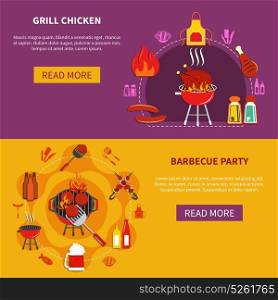 Grill Chiken On Barbecue Party Flat. Grill chiken and barbecue party set with variety meal and beverage vector illustration