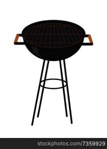 Grill for making smoked food. Empty cook equipment with stand and grate to put meat or vegetables on it, isolated cartoon flat vector illustration.. Grill for Making Smoked Food Vector Illustration