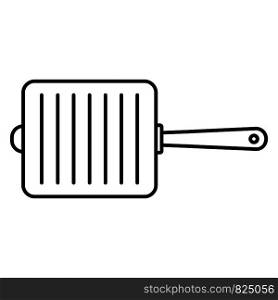 Grill fry pan icon. Outline grill fry pan vector icon for web design isolated on white background. Grill fry pan icon, outline style